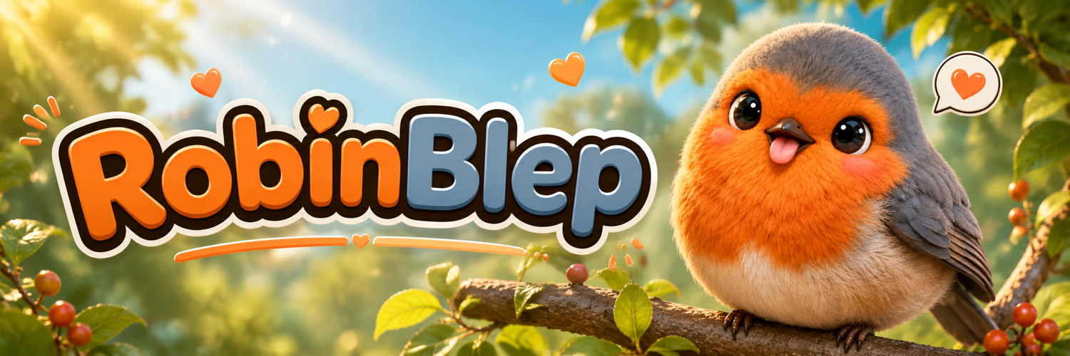 RobinBlep mascot in a sunny forest